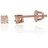 Auksiniai auskarai vinukai, užsukami, Raudonas Auksas, Briliantai - 3 mm. - 0.8 g. - Briliantai (0,054Ct)