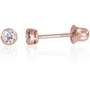 Auksiniai auskarai vinukai, užsukami, Raudonas Auksas, Cirkonai - 3 mm. - 0.32 g.