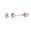 Auksiniai auskarai vinukai, užsukami, Raudonas Auksas, Cirkonai - 3 mm. - 0.32 g.
