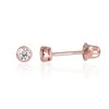 Auksiniai auskarai vinukai, užsukami, Raudonas Auksas, Cirkonai - 3 mm. - 0.34 g.