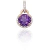 Auksinis pakabukas - 1.04 g. - 16 mm. - Briliantai (0,098Ct), Ametistas