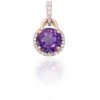 Auksinis pakabukas - 1.04 g. - 16 mm. - Briliantai (0,098Ct), Ametistas