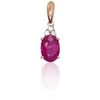 Auksinis pakabukas su brangakmeniais. . Praba: 585°. Akmuo: Briliantai , Rubinas - 0.43 g. - 14 mm. - Briliantai (0,019Ct), Rubinas (0,586Ct)