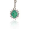 Auksinis pakabukas su brangakmeniais. . Praba: 585°. Akmuo: Briliantai , Smaragdas - 0.48 g. - 14 mm. - Briliantai (0,042Ct), Smaragdas (0,254Ct)