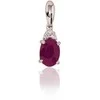 Auksinis pakabukas su brangakmeniais. . Praba: 585°. Akmuo: Briliantai , Rubinas - 0.47 g. - 14 mm. - Briliantai (0,018Ct), Rubinas (0,581Ct)