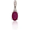 Auksinis pakabukas su brangakmeniais. . Praba: 585°. Akmuo: Briliantai , Rubinas - 0.47 g. - 14 mm. - Briliantai (0,018Ct), Rubinas (0,581Ct)