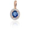 Auksinis pakabukas su brangakmeniais. Metalas: Raudonas Auksas. Praba: 585°. Akmuo: Briliantai , Safyras - 0.73 g. - 15 mm. - Briliantai (0,04Ct), Safyras (0,337Ct)