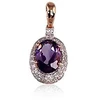 Auksinis pakabukas su brangakmeniais. Metalas: Raudonas Auksas. Praba: 585°. Akmuo: Briliantai , Ametistas - 0.95 g. - 17 mm. - Briliantai (0,092Ct), Ametistas