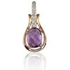 Auksinis pakabukas su brangakmeniais. Metalas: Raudonas Auksas. Praba: 585°. Akmuo: Briliantai , Ametistas - 1.08 g. - 18 mm. - Briliantai (0,087Ct), Ametistas