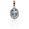 Auksinis pakabukas su brangakmeniais. Metalas: Raudonas Auksas. Praba: 585°. Akmuo: Briliantai , Mėlynas topazas - 0.98 g. - 17 mm. - Briliantai (0,096Ct), Mėlynas topazas