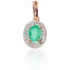 Auksinis pakabukas su brangakmeniais. Metalas: Raudonas Auksas. Praba: 585°. Akmuo: Briliantai , Smaragdas - 0.74 g. - 15 mm. - Briliantai (0,043Ct), Smaragdas (0,279Ct)