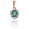 Auksinis pakabukas su brangakmeniais. Metalas: Raudonas Auksas. Praba: 585°. Akmuo: Briliantai , Smaragdas - 0.46 g. - 14 mm. - Briliantai (0,04Ct), Smaragdas (0,319Ct)