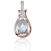 Auksinis pakabukas su brangakmeniais. Metalas: Raudonas Auksas. Praba: 585°. Akmuo: Briliantai , Mėlynas topazas - 1.15 g. - 18 mm. - Briliantai (0,021Ct), Mėlynas topazas