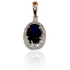 Auksinis pakabukas su brangakmeniais. Metalas: Raudonas Auksas. Praba: 585°. Akmuo: Briliantai , Safyras - 1.01 g. - 17 mm. - Briliantai (0,097Ct), Safyras (1,111Ct)