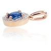 Auksinis pakabukas su brangakmeniais. Metalas: Raudonas Auksas. Praba: 585°. Akmuo: Briliantai , Safyras - 0.73 g. - 15 mm. - Briliantai (0,04Ct), Safyras (0,337Ct)