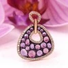 Auksinis pakabukas su brangakmeniais. Metalas: Raudonas Auksas. Praba: 585°. Akmuo: Briliantai , Ametistas , Rodolitas - 23 mm. - 2.76 g. - Briliantai (0,22Ct), Ametistas (0,62Ct), Rodolitas