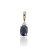 Auksinis pakabukas su brangakmeniais. Metalas: Raudonas Auksas. Praba: 585°. Akmuo: Briliantai , Safyras - 0.56 g. - 14 mm. - Briliantai (0,02Ct), Safyras (0,56Ct)