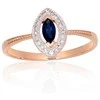 Auksinis žiedas - 16 - 1.53 g. - Briliantai (0,043Ct), Safyras (0,182Ct)