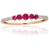Auksinis žiedas - 17.5 - 1.08 g. - Briliantai (0,045Ct), Rubinas (0,246Ct)