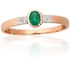Auksinis žiedas - 17.5 - 1.18 g. - Briliantai (0,024Ct), Smaragdas (0,2Ct)