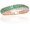 Auksinis žiedas - 19 - 1.9 g. - Briliantai (0,22Ct), Smaragdas (0,383Ct)