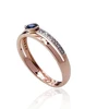 Auksinis žiedas su brangakmeniais. Metalas: Raudonas Auksas. Praba: 585°. Akmuo: Briliantai , Safyras - 1.49 g. - 17 - Briliantai (0,05Ct), Safyras (0,215Ct)