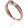 Auksinis žiedas su brangakmeniais. Metalas: Raudonas Auksas. Praba: 585°. Akmuo: Briliantai , Rubinas - 18 - 1.68 g. - Briliantai (0,056Ct), Rubinas (0,183Ct)