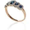 Auksinis žiedas su brangakmeniais. Metalas: Raudonas Auksas. Praba: 585°. Akmuo: Briliantai , Safyras - 18 - 1.8 g. - Briliantai (0,124Ct), Safyras (0,717Ct)