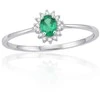 Auksinis žiedas su brangakmeniais. Metalas: Baltas Auksas. Praba: 585°. Akmuo: Briliantai , Smaragdas - 16.5 - 0.82 g. - Briliantai (0,038Ct), Smaragdas (0,108Ct)
