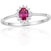 Auksinis žiedas su brangakmeniais. Metalas: Baltas Auksas. Praba: 585°. Akmuo: Briliantai , Rubinas - 16.5 - 0.91 g. - Briliantai (0,042Ct), Rubinas (0,213Ct)