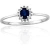 Auksinis žiedas su brangakmeniais. Metalas: Baltas Auksas. Praba: 585°. Akmuo: Briliantai , Safyras - 17 - 0.84 g. - Briliantai (0,038Ct), Safyras (0,25Ct)