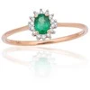 Auksinis žiedas su brangakmeniais. Metalas: Raudonas Auksas. Praba: 585°. Akmuo: Briliantai , Smaragdas - 16 - 0.76 g. - Briliantai (0,038Ct), Smaragdas (0,162Ct)