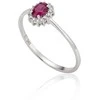 Auksinis žiedas su brangakmeniais. Metalas: Baltas Auksas. Praba: 585°. Akmuo: Briliantai , Rubinas - 16.5 - 0.91 g. - Briliantai (0,042Ct), Rubinas (0,213Ct)