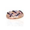 Auksinis žiedas su brangakmeniais. Metalas: Raudonas Auksas. Praba: 585°. Akmuo: Briliantai , Safyras - 18 - 3.06 g. - Briliantai (0,04Ct), Safyras (0,353Ct)