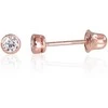 Auksiniai auskarai vinukai, užsukami, Raudonas Auksas, Cirkonai - 3 mm. - 0.33 g.