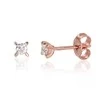 Auksiniai auskarai su brangakmeniais. Metalas: Raudonas Auksas. Praba: 585°. Akmuo: Briliantai - 3 mm. - 0.79 g. - Briliantai (0,15Ct)