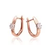 Auksiniai auskarai su brangakmeniais. Metalas: Raudonas/Baltas Auksas. Praba: 585°. Akmuo: Briliantai - 3.03 g. - 17 mm. - Briliantai (0,115Ct)