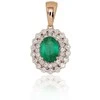 Auksinis pakabukas su brangakmeniais. Metalas: Raudonas Auksas. Praba: 585°. Akmuo: Briliantai , Smaragdas - 1.53 g. - 20 mm. - Briliantai (0,361Ct), Smaragdas (0,664Ct)