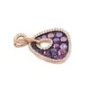 Auksinis pakabukas su brangakmeniais. Metalas: Raudonas Auksas. Praba: 585°. Akmuo: Briliantai , Ametistas , Rodolitas - 23 mm. - 2.76 g. - Briliantai (0,22Ct), Ametistas (0,62Ct), Rodolitas