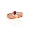 Auksinis žiedas su brangakmeniais. Metalas: Raudonas Auksas. Praba: 585°. Akmuo: Briliantai , Rubinas - 17.5 - 3.35 g. - Briliantai (0,112Ct), Rubinas (0,209Ct)