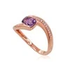Auksinis žiedas su brangakmeniais. Metalas: Raudonas Auksas. Praba: 585°. Akmuo: Briliantai , Ametistas - 18 - 3.36 g. - Briliantai (0,08Ct), Ametistas (0,62Ct)