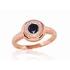 Auksinis žiedas su brangakmeniais. Metalas: Raudonas Auksas. Praba: 585°. Akmuo: Briliantai , Safyras - 18.5 - 3.97 g. - Briliantai (0,052Ct), Safyras (0,673Ct)