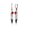 Sidabriniai auskarai anglišku užsegimu, Metalas: Sidabras, Praba: 925°, Akmuo: Koralas (Imitacija) - 8.9 g. - 63 mm.