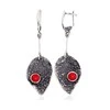 Sidabriniai auskarai anglišku užsegimu, Metalas: Sidabras, Praba: 925°, Akmuo: Koralas (Imitacija) - 9.6 g. - 64 mm.