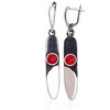 Sidabriniai auskarai anglišku užsegimu, Metalas: Sidabras, Praba: 925°, Akmuo: Koralas (Imitacija) - 9.6 g. - 57 mm.