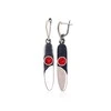 Sidabriniai auskarai anglišku užsegimu, Metalas: Sidabras, Praba: 925°, Akmuo: Koralas (Imitacija) - 9.6 g. - 57 mm.