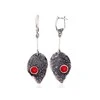 Sidabriniai auskarai anglišku užsegimu, Metalas: Sidabras, Praba: 925°, Akmuo: Koralas (Imitacija) - 9.7 g. - 64 mm.