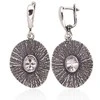 Sidabriniai auskarai anglišku užsegimu, Metalas: Sidabras, Praba: 925°, Akmuo: Cirkonai - 11.1 g. - 44 mm.