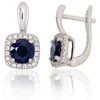 Sidabriniai auskarai ant cilindrinės spynos - 4.7 g. - 19 mm. - Cirkonai , Safyras (3Ct)