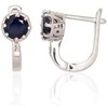 Sidabriniai auskarai ant cilindrinės spynos - 3.2 g. - 16 mm. - Cirkonai , Safyras (4,8Ct)